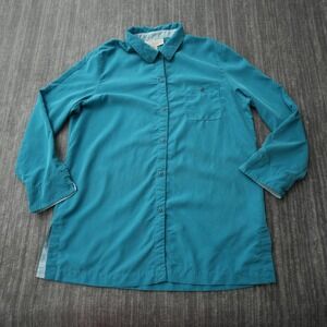 Norton Mcnaughton Shirt‎ Women Button Up Blue Long Sleeve Rayon Pocket 1X